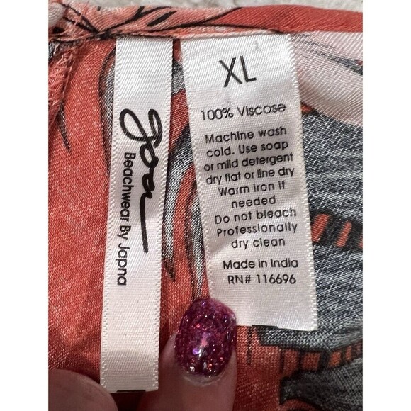 Goa Beachwear By Japana Tropical Pom Pom  Coverup Midi Dress Double V Size XL - Picture 7 of 7